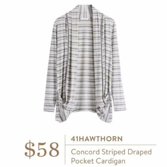 41 HAWTHORN Cardigan Concord Striped Draped Pocket Casual Comfy Size Small NWT - Picture 4 of 11